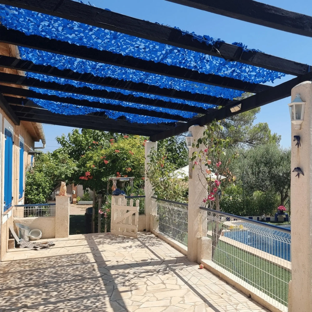 Vela ombreggiante mimetica blu – immagine 8