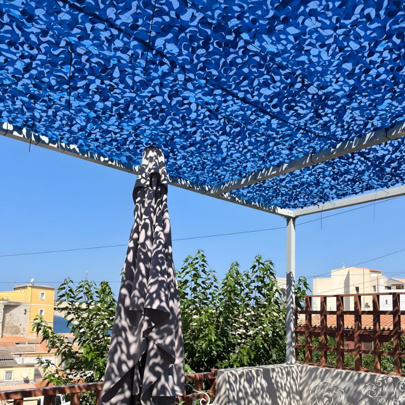 Vela ombreggiante mimetica blu – immagine 9