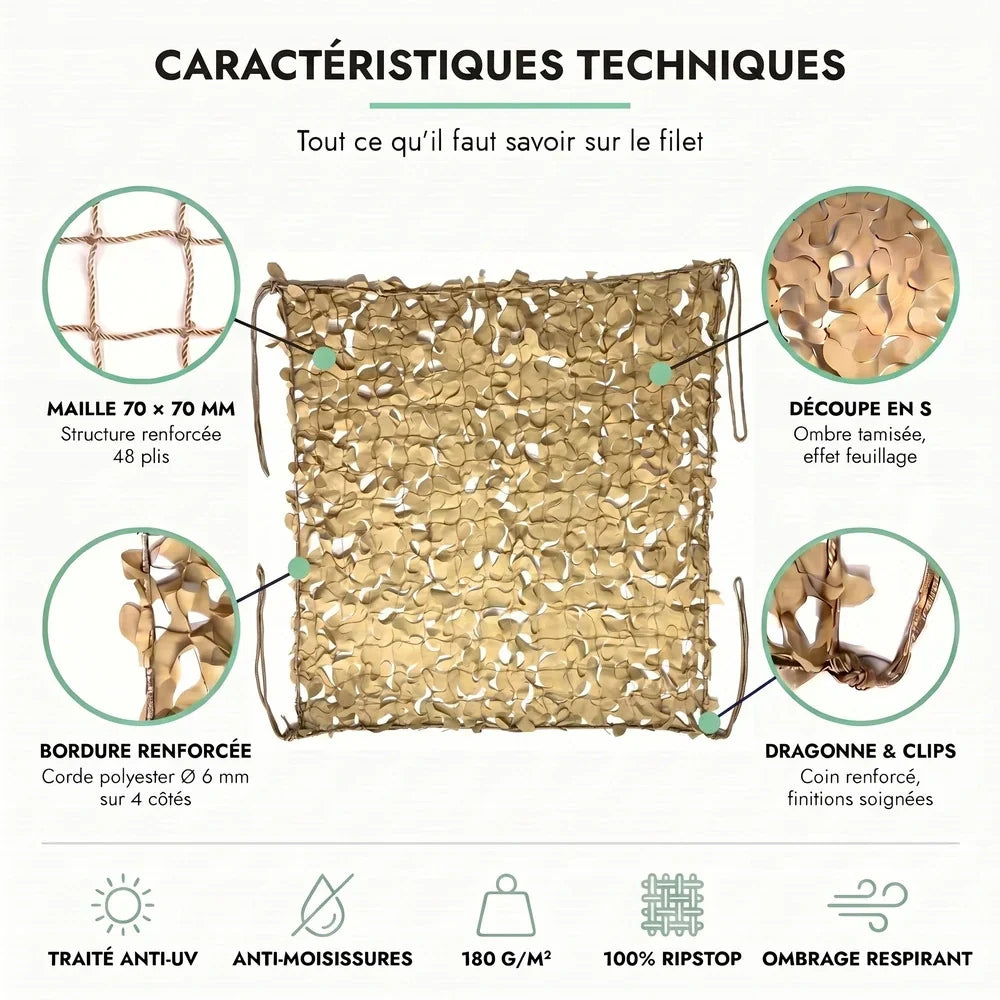 Vela ombreggiante mimetica beige – immagine 2