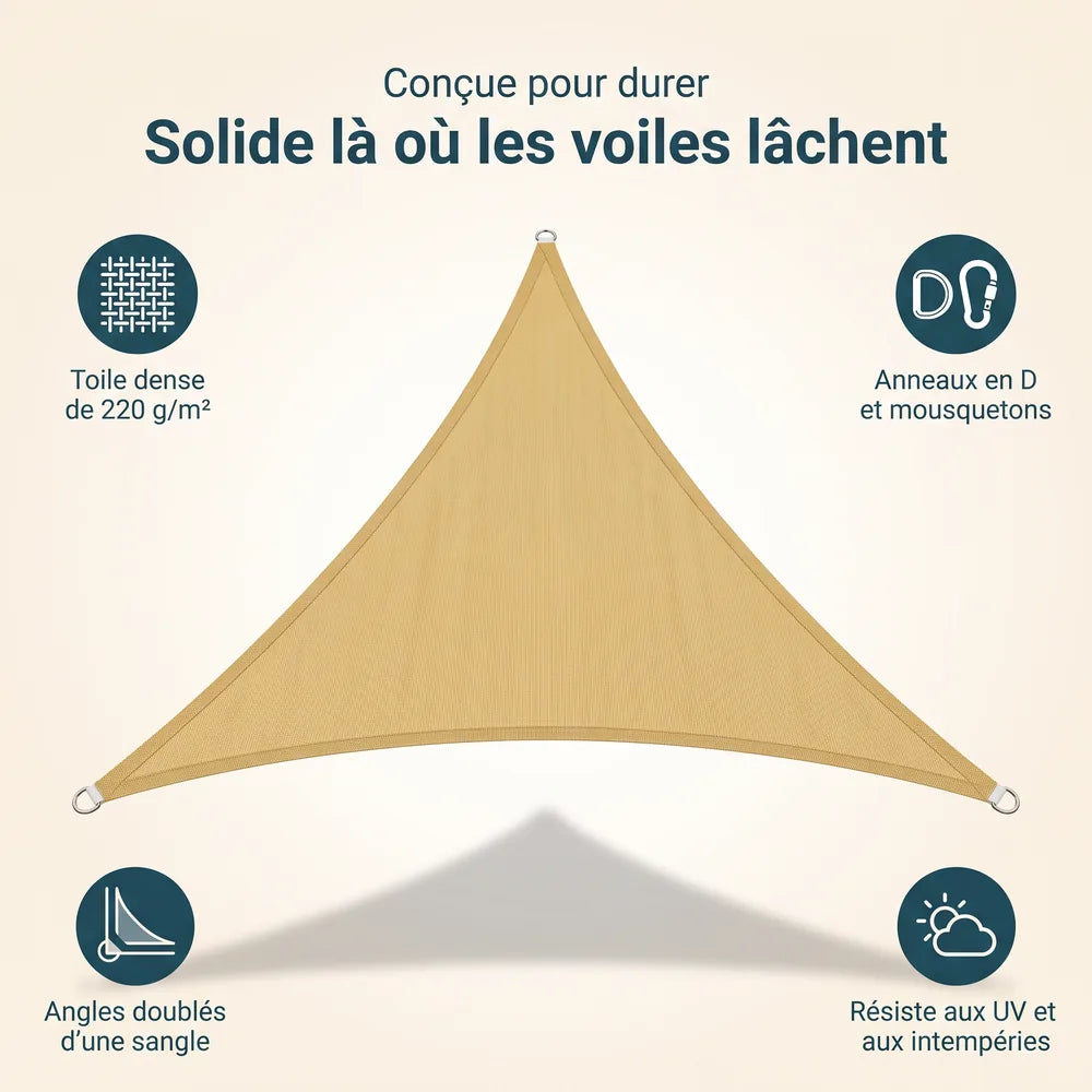 Vela ombreggiante triangolare beige – immagine 7